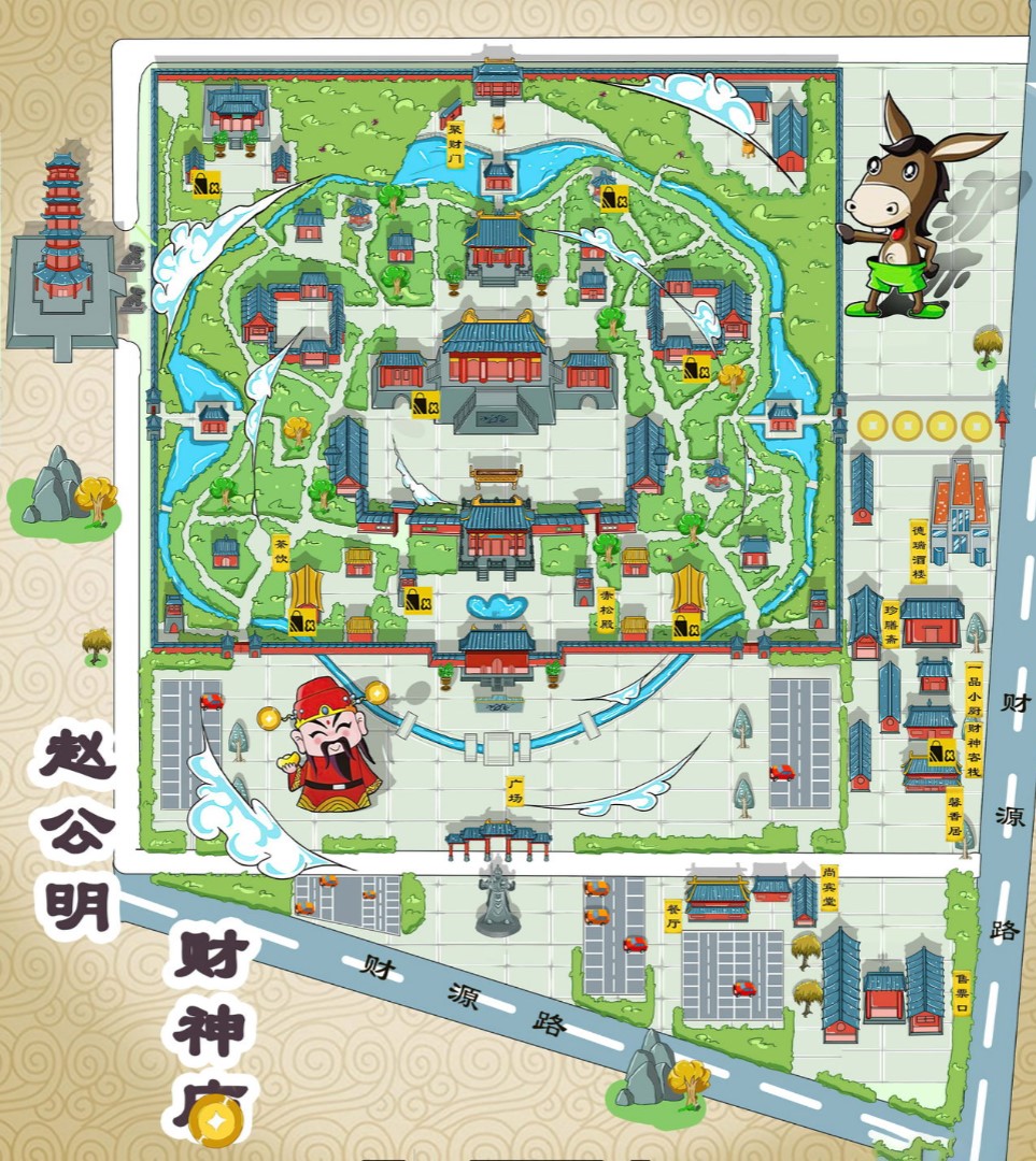 太原寺庙类手绘地图